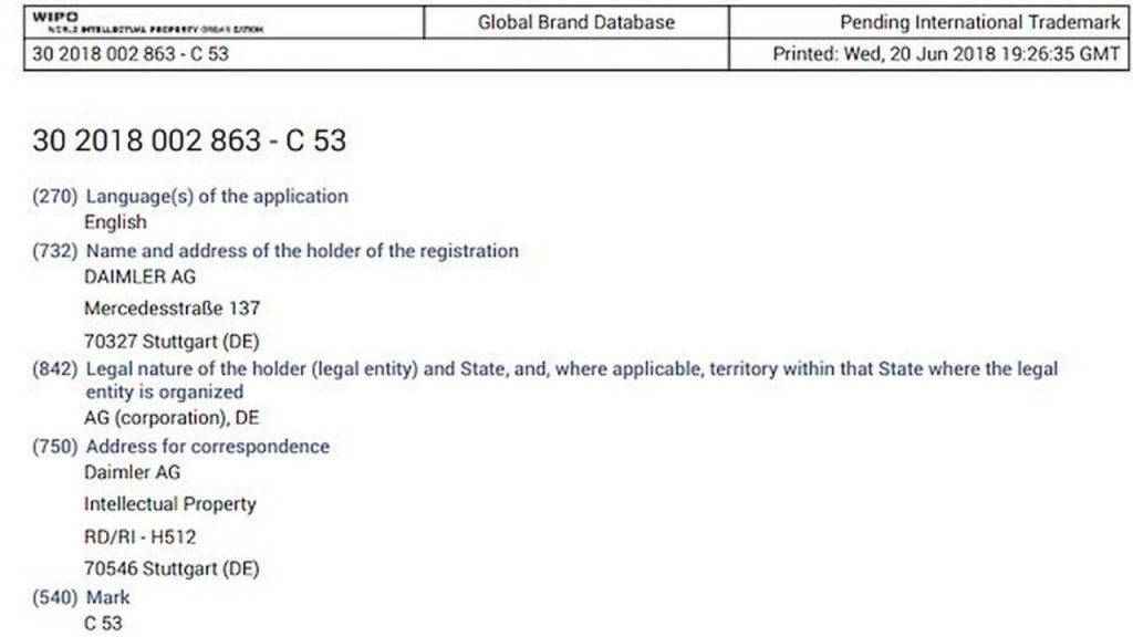 Mercedes-AMG C53 trademark