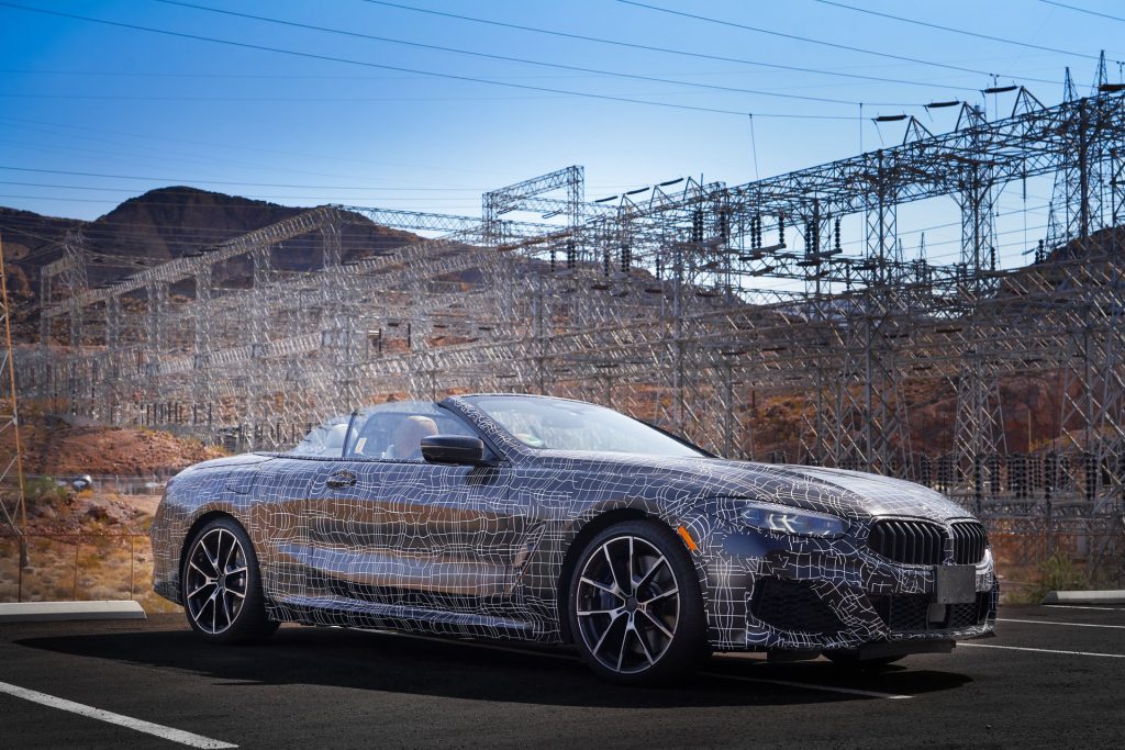   The BMW 8 Series Cabrio Camouflage Prototype has arrived at Hooverdam, where engineers want to check whether the electromagnetic waves produced by the power stations turbines can cause interference. </p>
<p><img loading=