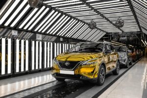 A golden Qashqai model coming off the inspection line at the Sunderland Plant
